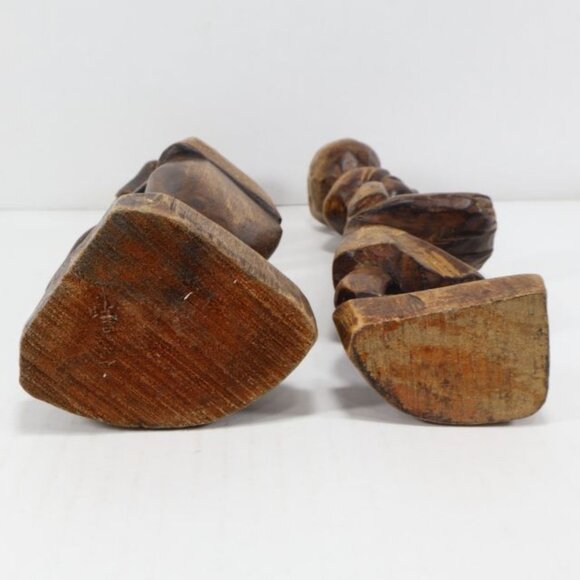 2 Vintage Primitive Figurines African Wood Carving Women Basket Tribal Folk Art - Picture 14 of 14